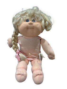 Cabbage Patch Kids Blonde Doll With Braided Hair & Pink Bloomers Signed By Xavie